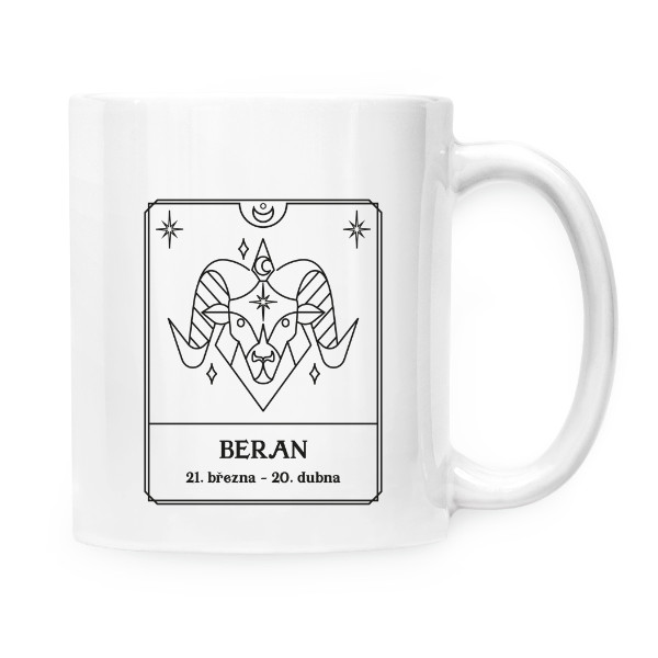 Hrnek malý bílý s potiskem Zvěrokruh Beran 