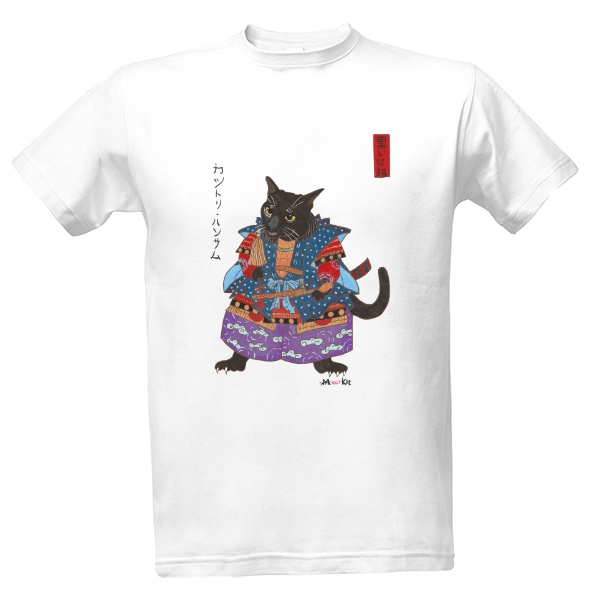 Tričko s potiskem Černý kocour japonský shogun Catori Handsome