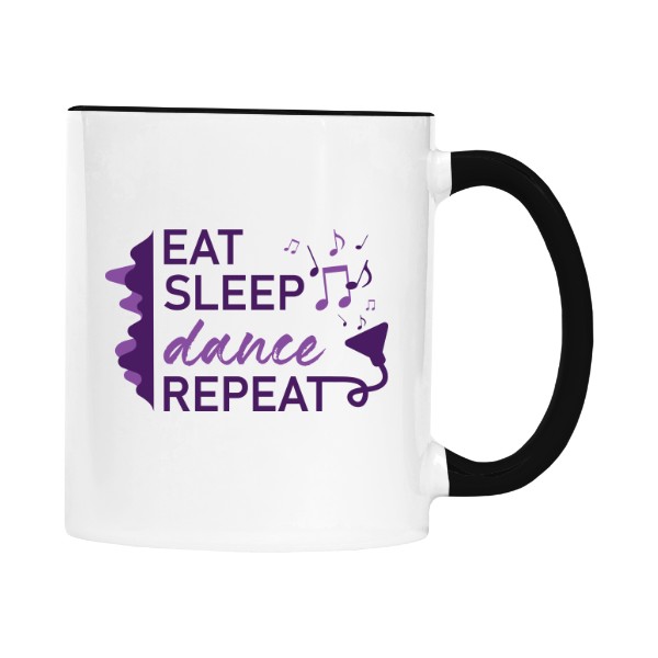 Hrnek malý barevný s potiskem Eat, sleep, dance, repeat