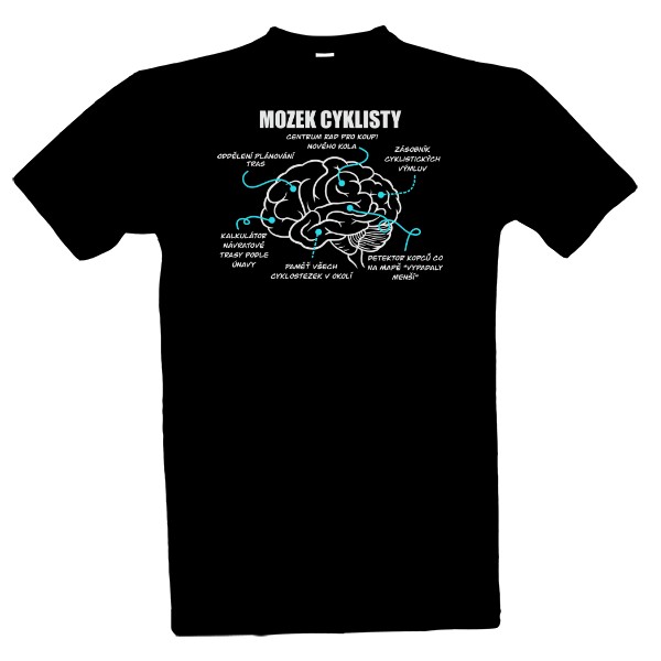 Tričko s potiskem Mozek cyklisty - bílý text