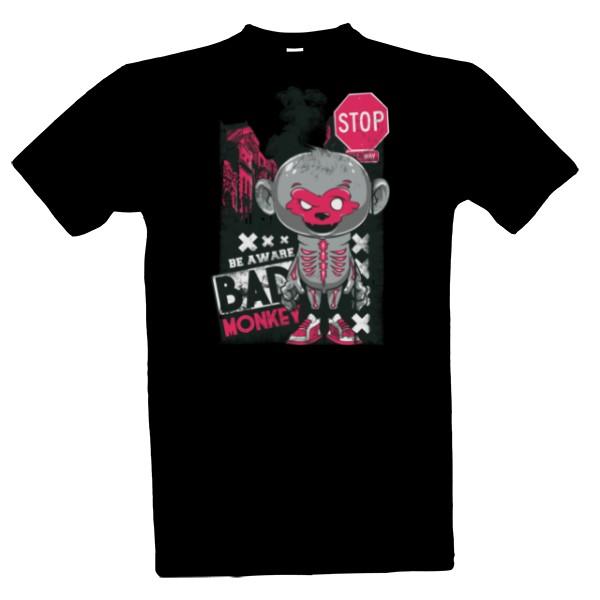 Tričko s potiskem Pánské tričko Monkey černé